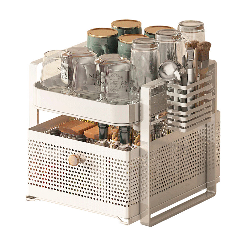 모던마켓 홈 수납정리 멀티 컵 건조대 2단 탄소강 슬라이딩 컵수납선반 간식 컵 주방양념 수납정리용 다용도 보관함 관리용이한 탈부착 트레이 튼튼한 컵보관 정리함 수저통 보함, 1개, 화이트 38,900원