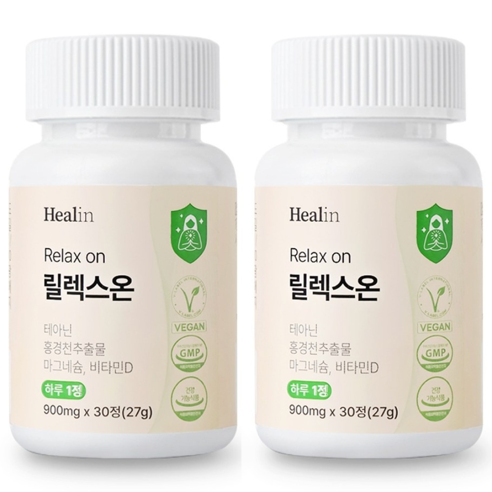 힐린 릴렉스온 스트레스 긴장완화 테아닌 홍경천 마그네슘 영양제, 30정, 2박스 75,740원