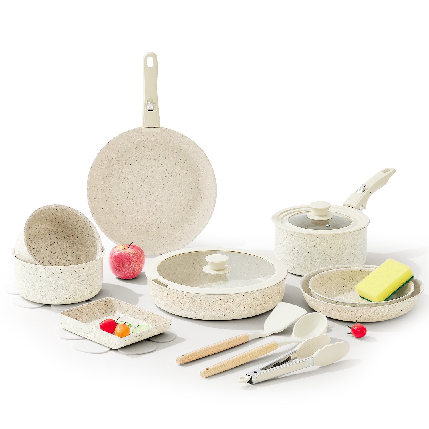 AURURA 냄비세트 인덕션 가스레인지 겸용 독일 기술 안심 코팅 공간 절약 손잡이 주방 조리기구 8종 냄비세트, 흰색, 1세트, 냄비세트 8P 179,800원