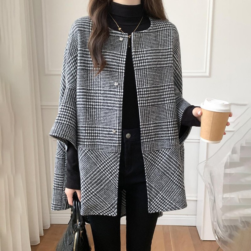 스타일아유 봄 하프 라운드 체크 케이프 코트 여성 가을 겨울 모던 아우터 HC0018 30,900원