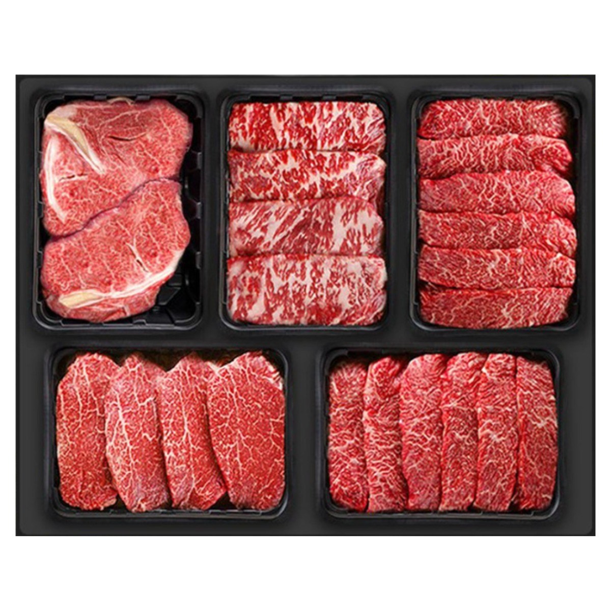 횡성한우 5구 [쿠가] 구이선물세트[등심500g 1팩+안심or채끝500g 2팩+특수부위 500g2팩]총2.5kg 395,000원