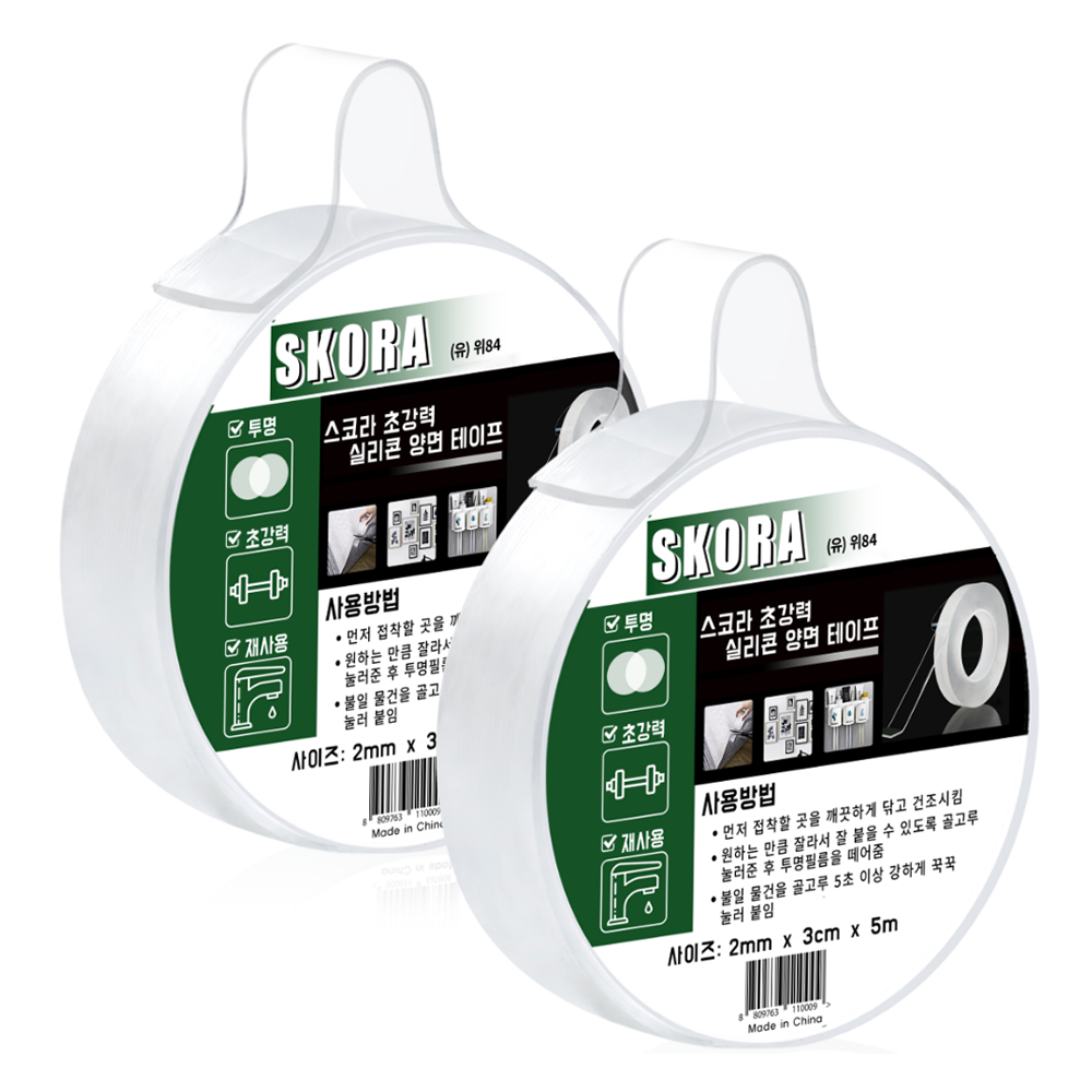 스코라 초강력 실리콘 양면 테이프 2mm x 3cm x 5m, 2개 10,520원