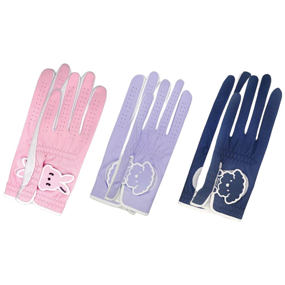 브렌스 캐릭터 칼라 반양피 여성 양손 골프장갑, purple, 1세트 18,900원