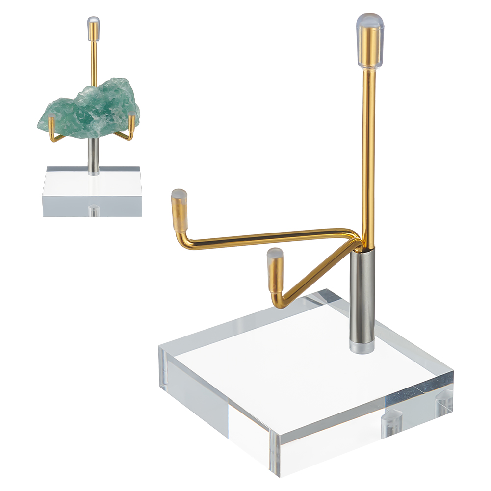 1개 합금 디스플레이 스탠드 아크릴 베이스 광물 표본 보관 홀더 골든 4.9x4.95x9.8cm, 골든 10,060원