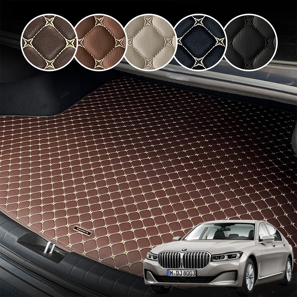 RV MOTORS 차량용 프리미엄 PU 가죽 퀼팅 BMW 7시리즈 (G11, G12 롱/숏 바디 공용) 전용 트렁크매트, 브라운, G11 G12-롱 숏 바디 공용(2015~2022) 42,000원