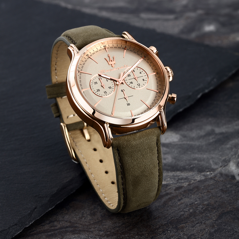 마세라티 남성용 EPOCA 크로노그래프 가죽밴드 시계 R8871633007 422,000원