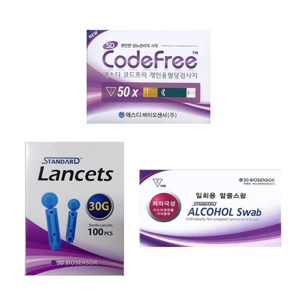 에스디바이오센서 코드프리 혈당시험지 세트 (시험지50매+침100개+솜100매) SW 19,000원