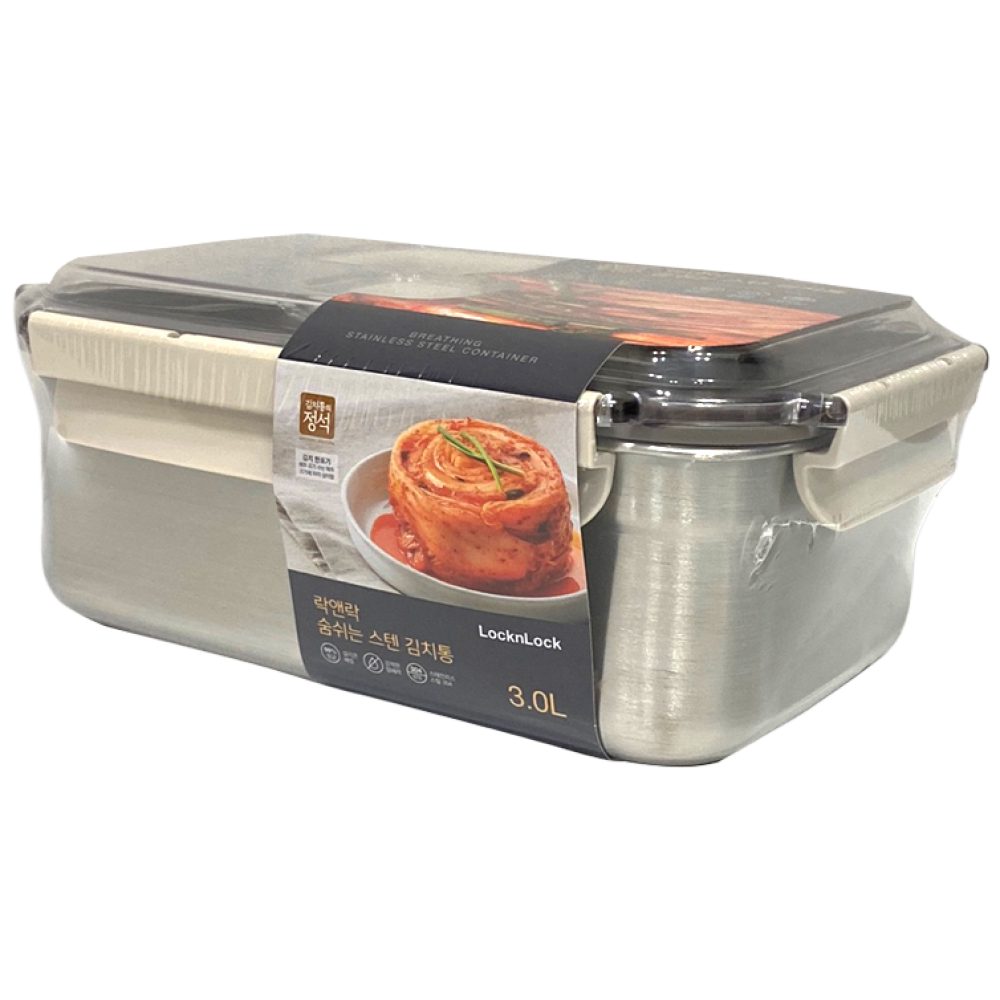 락앤락 숨쉬는 스텐 김치통 3L 직사각 / 김치보관용기 밀폐용기 가로형, 1개 28,200원