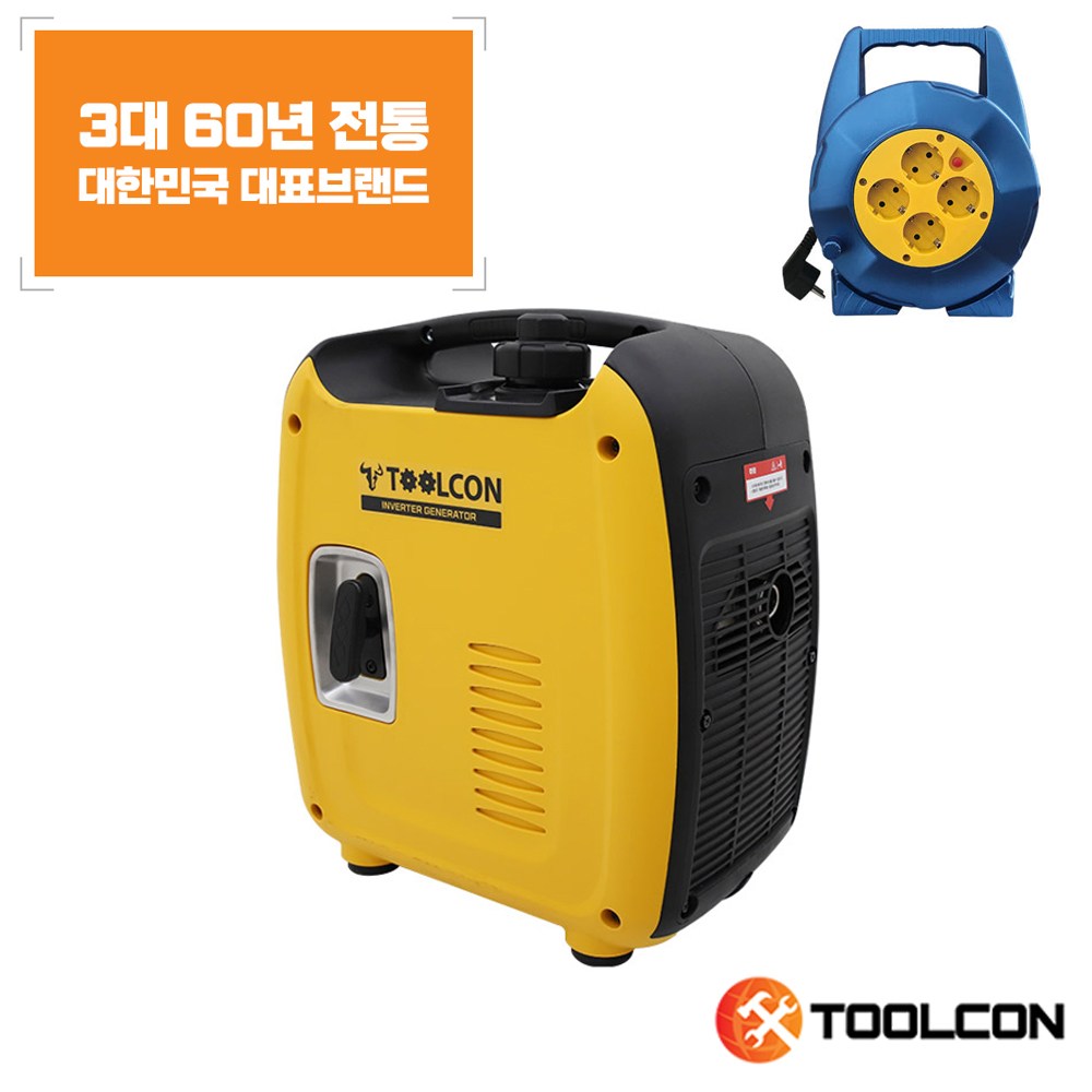 일본으로도 수출되어지는 최대출력1.1KW 저소음 발전기 경량 휴대용 가솔린 전기생산 15M전선릴사은품증정 385,000원