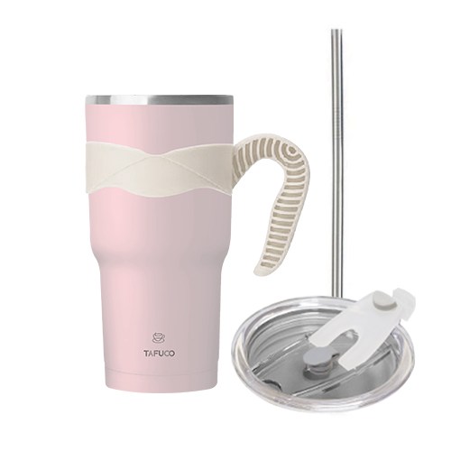 타푸코 트렌타 대용량 스테인레스 텀블러 900ml + 손잡이 + 빨대뚜껑 + 스텐 빨대 세트, 페일핑크, 1개 23,900원
