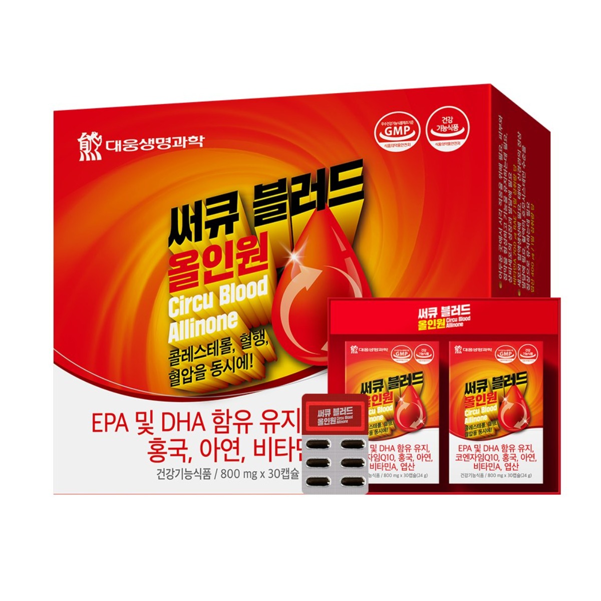 대웅생명과학 써큐블러드 올인원 코큐텐오메가3 콜레스테롤 혈행 혈압개선, 1개, 60정 29,230원