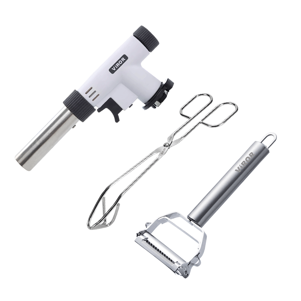 비로르 액화방지 요리용 가스 토치+스텐 가위형 집게+스텐 만능채칼, 1세트, 단일색상, 토치+가위형 집게+만능채칼 13,900원