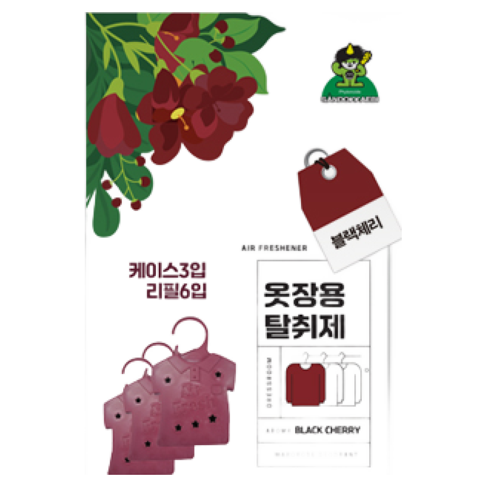 산도깨비 옷장용탈취제 세트(케이스3+리필6입) 블랙체리 X 3개, 1개 3,500원