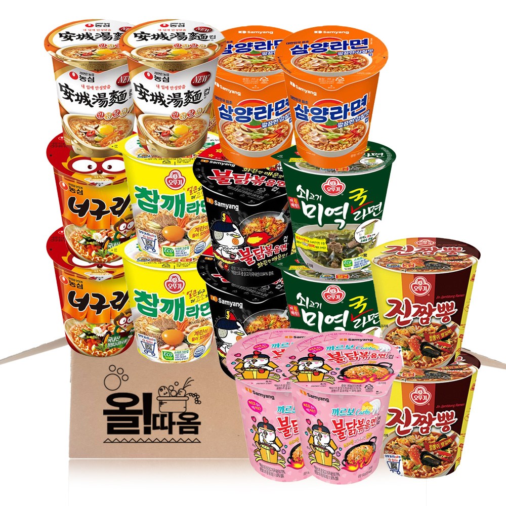 인기 소컵라면 8종 16입 6호세트(너구리2+안성탕면2+쇠고기미역국2+불닭볶음면2+삼양라면2+참깨라면2+까르보불닭2+진짬뽕2) 21,980원