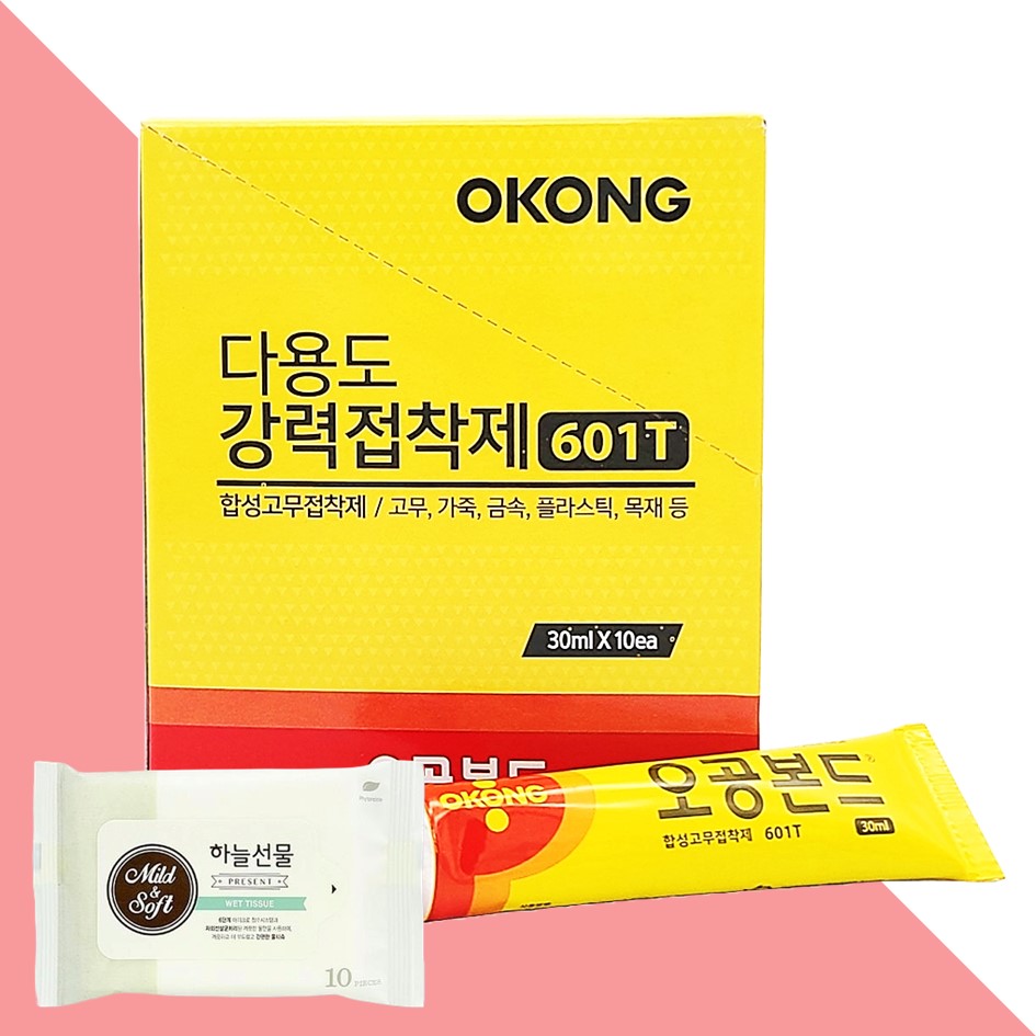 오공 다용도 접착제 601T 30ml 10개입 1갑(+하늘선물 물티슈 10매) 9,670원