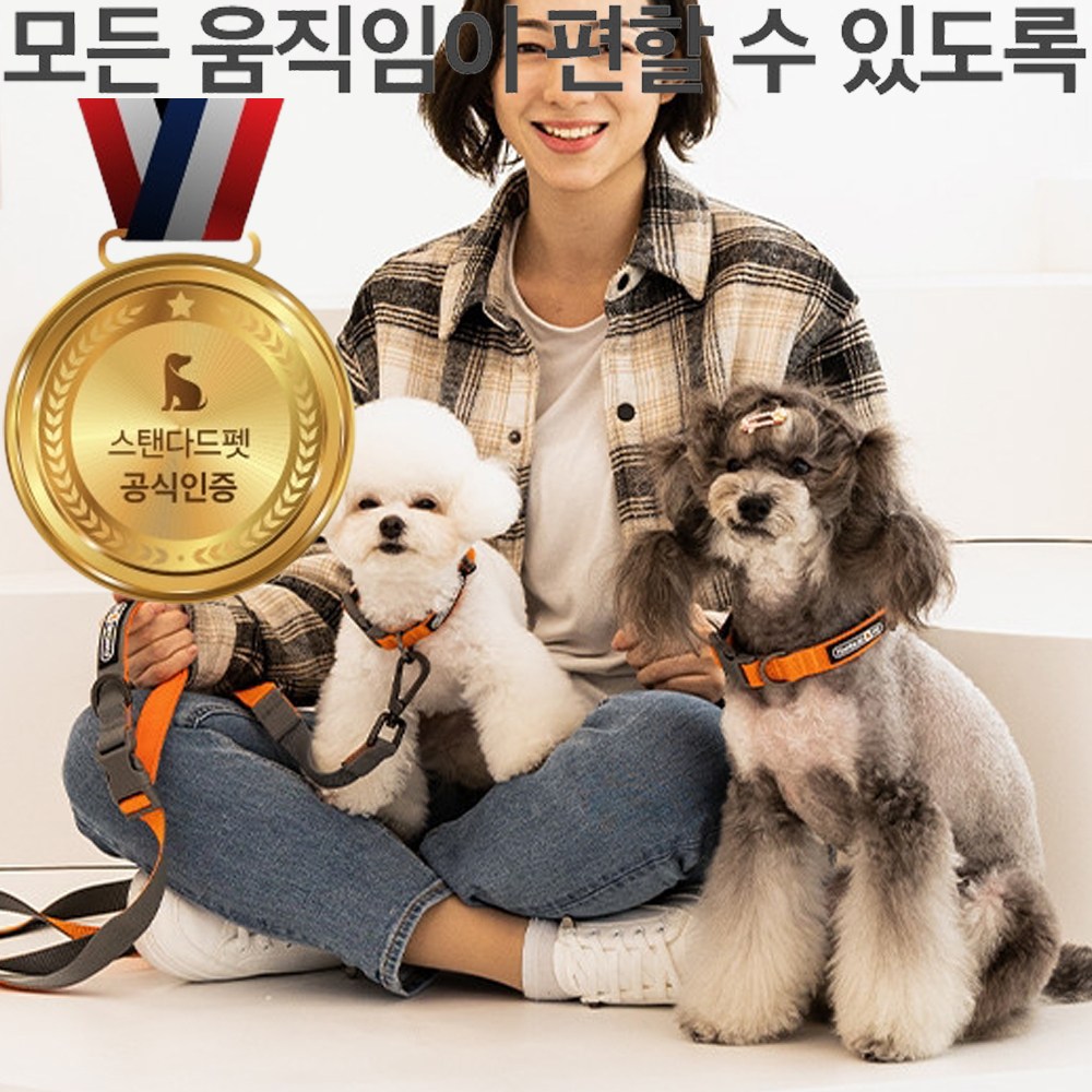 STANDARDPET 강아지 개줄 목줄 반려견 애완견 핸드프리 산책줄 애견 리드줄 목줄세트 산책용품 15,000원