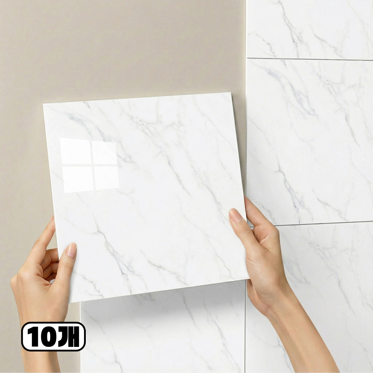 에이제이케이 붙이는 벽지 폼블럭 데코 대리석 타일시트지, 10개, 실크 화이트 8,700원