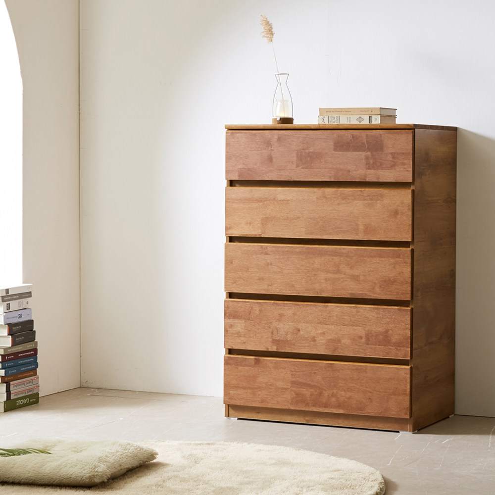 5단 서랍장 속깊은 러버 원목 와이드 광폭 800 (월넛), 월넛, 5단 262,000원