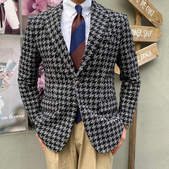 로얄수트 블랙 하운드투스 체크 콤비 자켓 울 블레이저 빅사이즈 가을 겨울 마이 144,800원