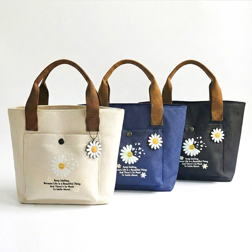 언즈 데이지 하트 에코백 스마일 캔버스백 쇼퍼백 도시락 텀블러 미니 손목 가방 12,510원