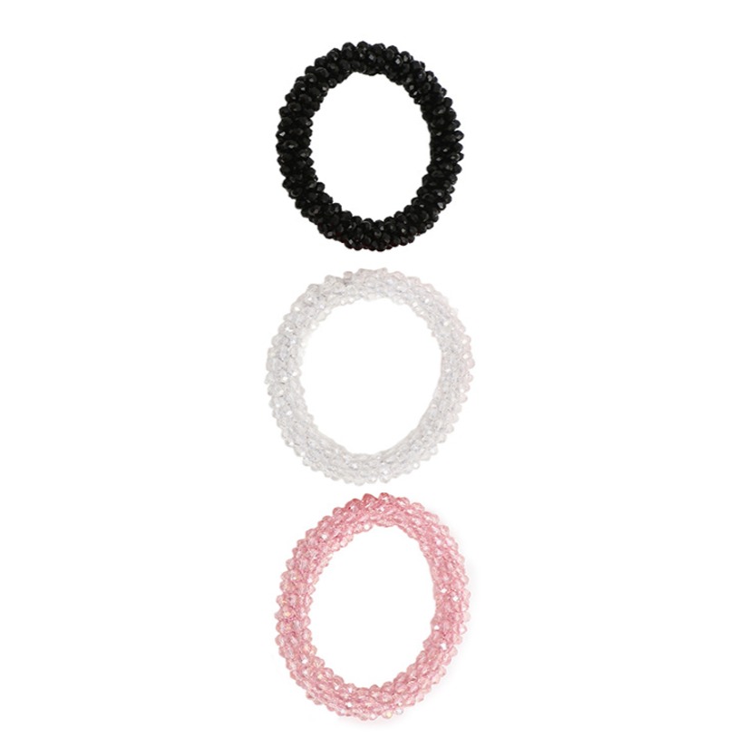 여성 비즈 크리스탈 머리끈 헤어링 팔찌 헤어 머리묶기 헤어끈 액세서리 3종 세트 12,900원