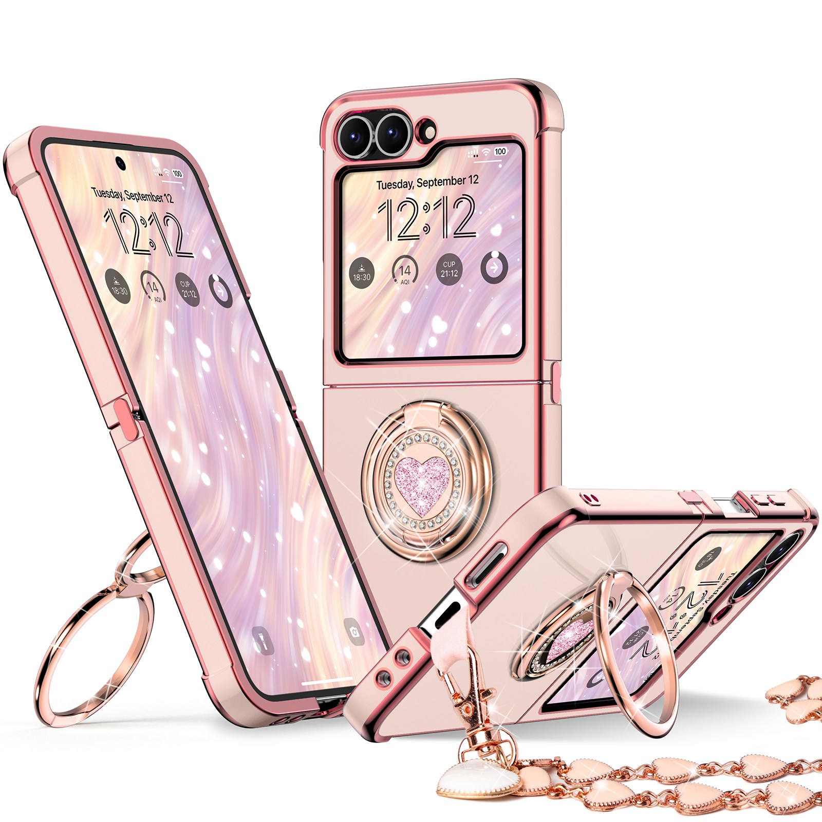 GripMate 투명 글리터 하트링 거치대 휴대폰 케이스 체인 세트 25,000원