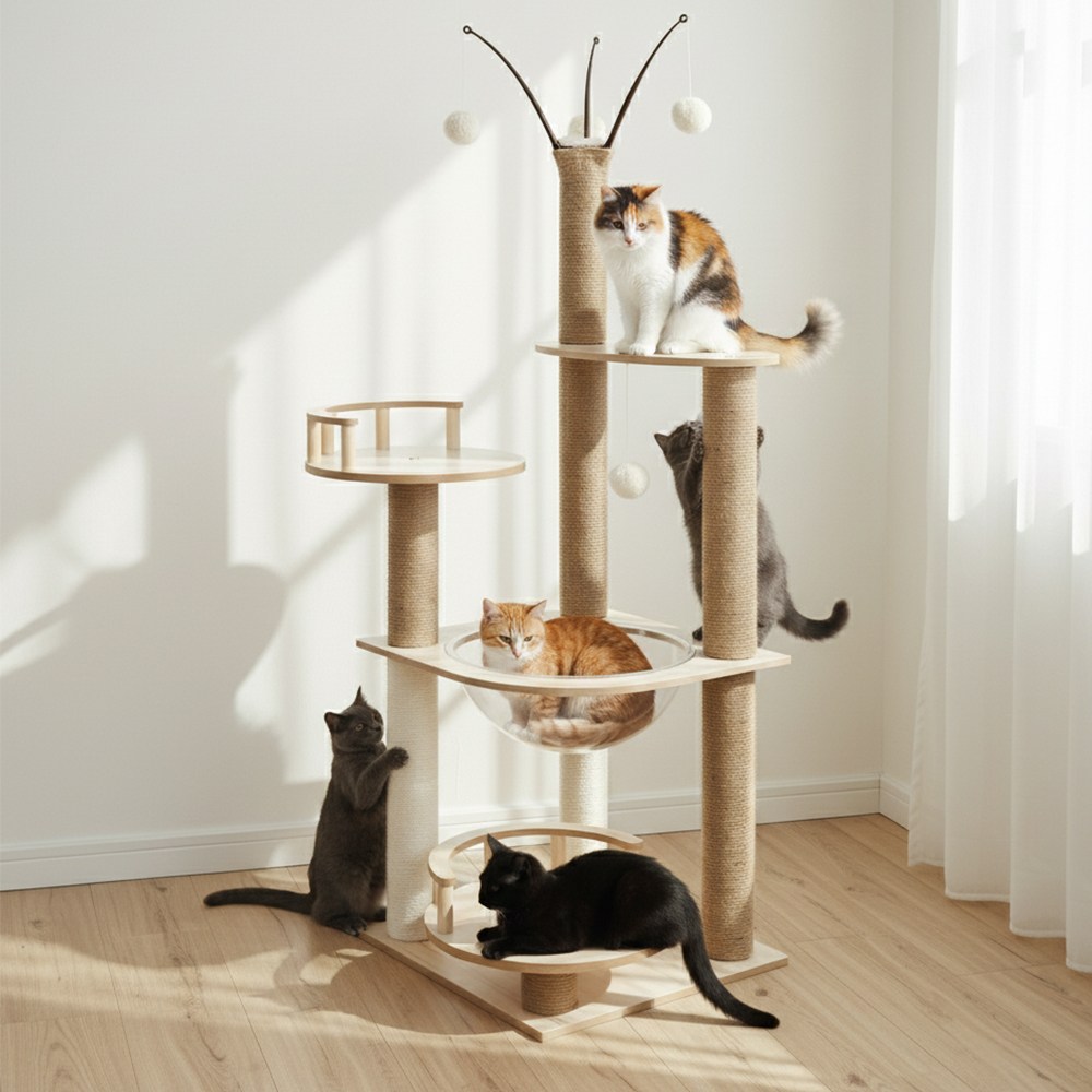 하루꿈 대형 캣타워 다묘 가정 고양이 놀이터 해먹 포함 복층 안전한 숨숨집 캣타워 51,800원