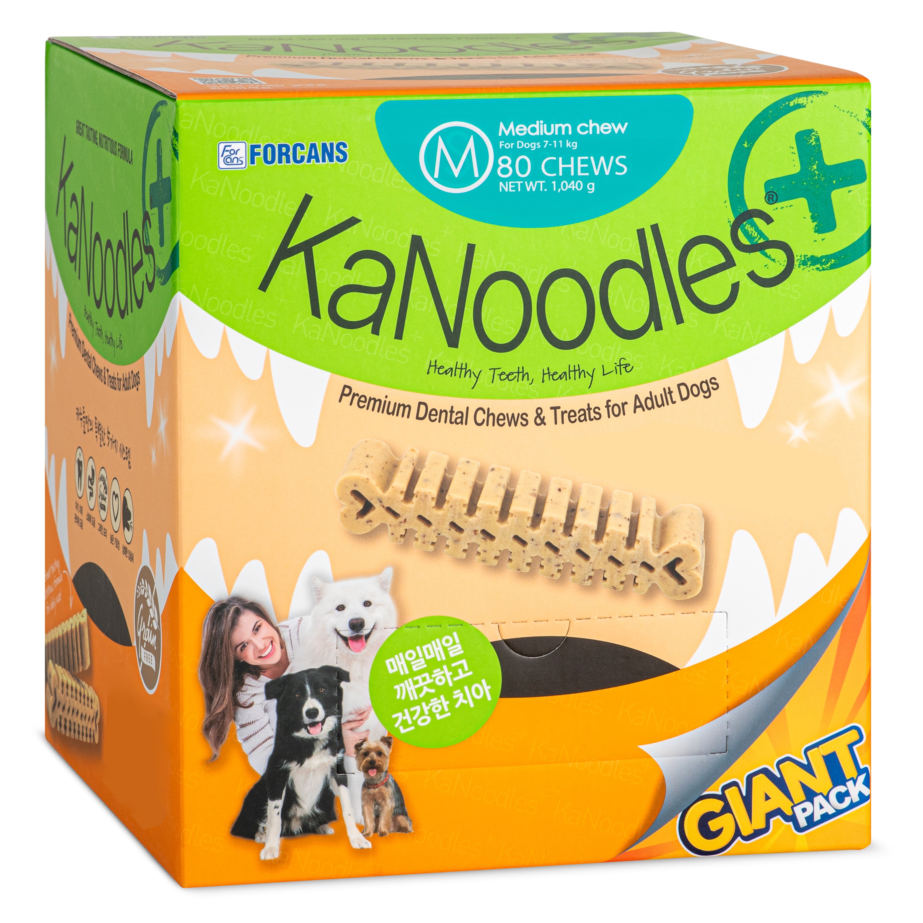 포켄스 강아지 카누들 플러스 필로팩 대용량 덴탈껌 M 80p, 구강청결, 1.04kg, 1개 58,000원