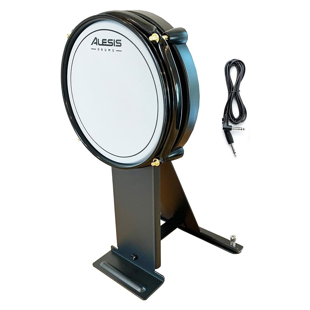 알레시스 스페셜 에디션 킥 8인치 메시 헤드 베이스 패드, 전자 드럼 모듈용 어쿠스틱 느낌(스탠드 포함) 및 실버라인 오디오 10피트 연결 케이블 번들 735,700원