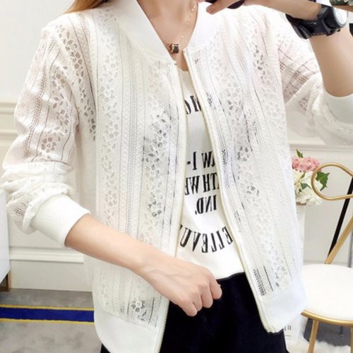 바이미니 플로랄 레이스 블루종 집업 점퍼 12,800원