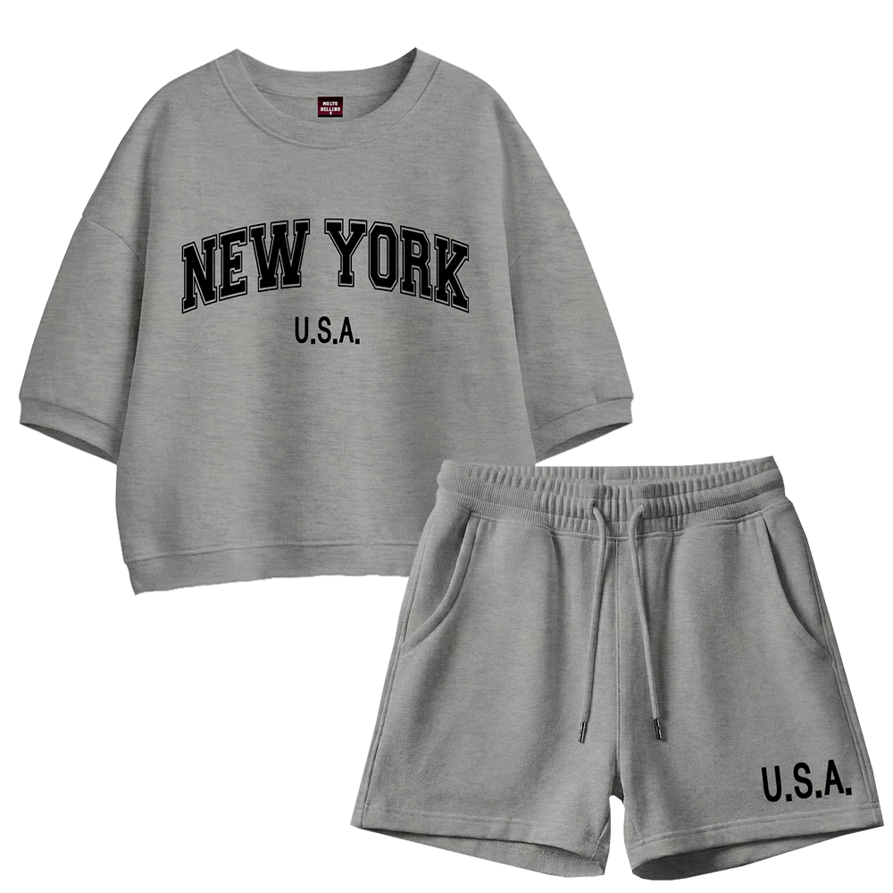 몰토벨리노 뉴욕USA 오버핏 세미크롭 반팔 후드티+ 반바지 상하세트-리미티드에디션 33,900원