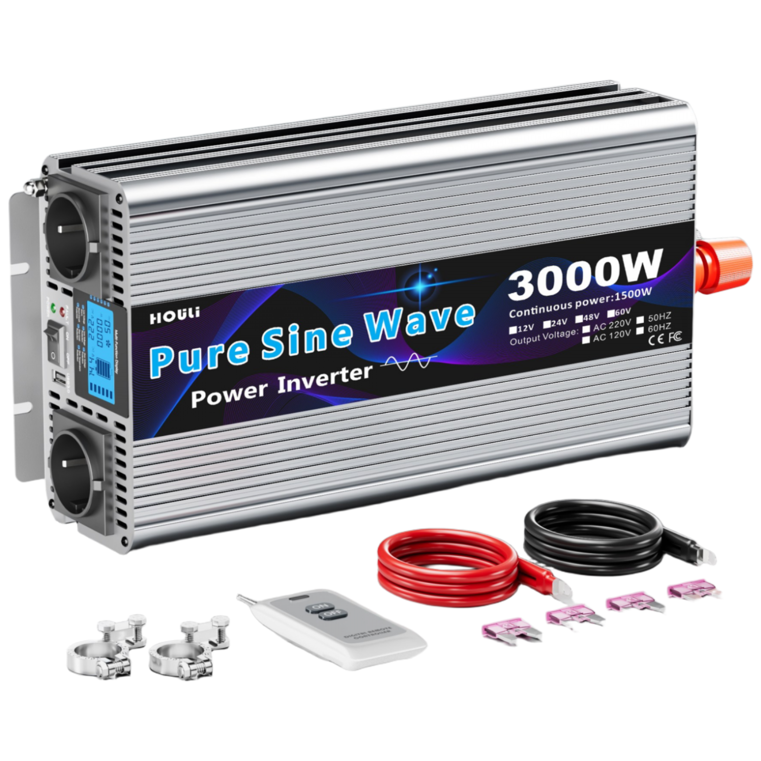 HOULI 순수정현파 220V 인버터 3000W~7000W 정격 1500W~3500W 12V 24V 차량 캠핑용, 1개, 3000W-24V 161,940원