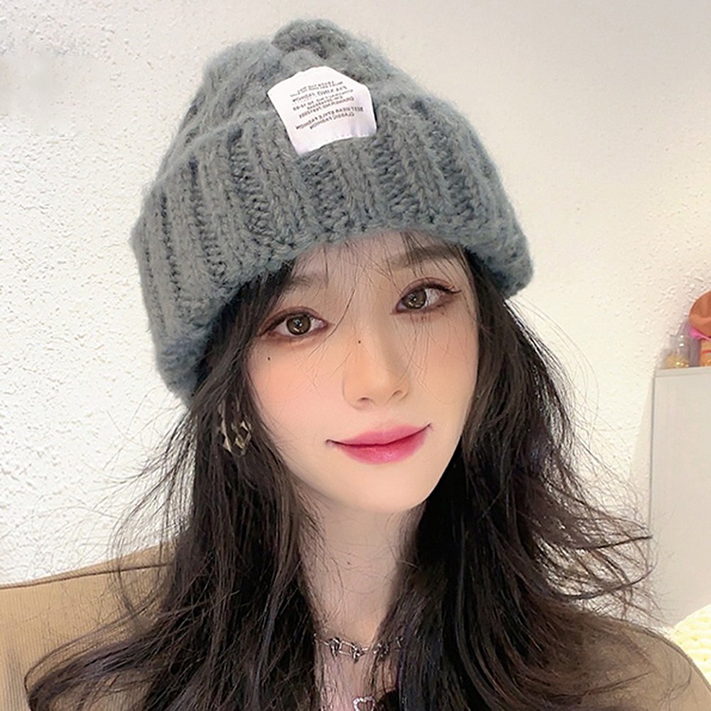 미즈코스 꽈배기 패치 니트 롱비니 모자 뜨개 비니 도톰 골지 6,900원