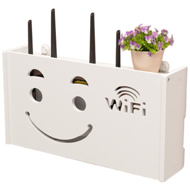 공유기 수납함 펀칭 프리 가정용 TV 셋톱박스 선반 벽걸이 와이파이 수납 가림대, 1개, 스마일 사이즈 17,800원