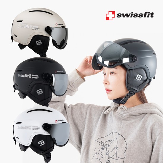 스위스핏 스키 보드 아시안핏 라피네 바이저 고글일체형 헬멧 115,000원