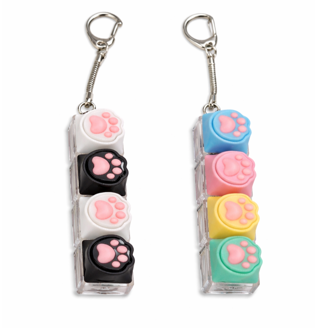 4구 고양이 발바닥 LED 딸깍이 키캡 키링 피젯 장난감, 1개, 컬러 15,000원