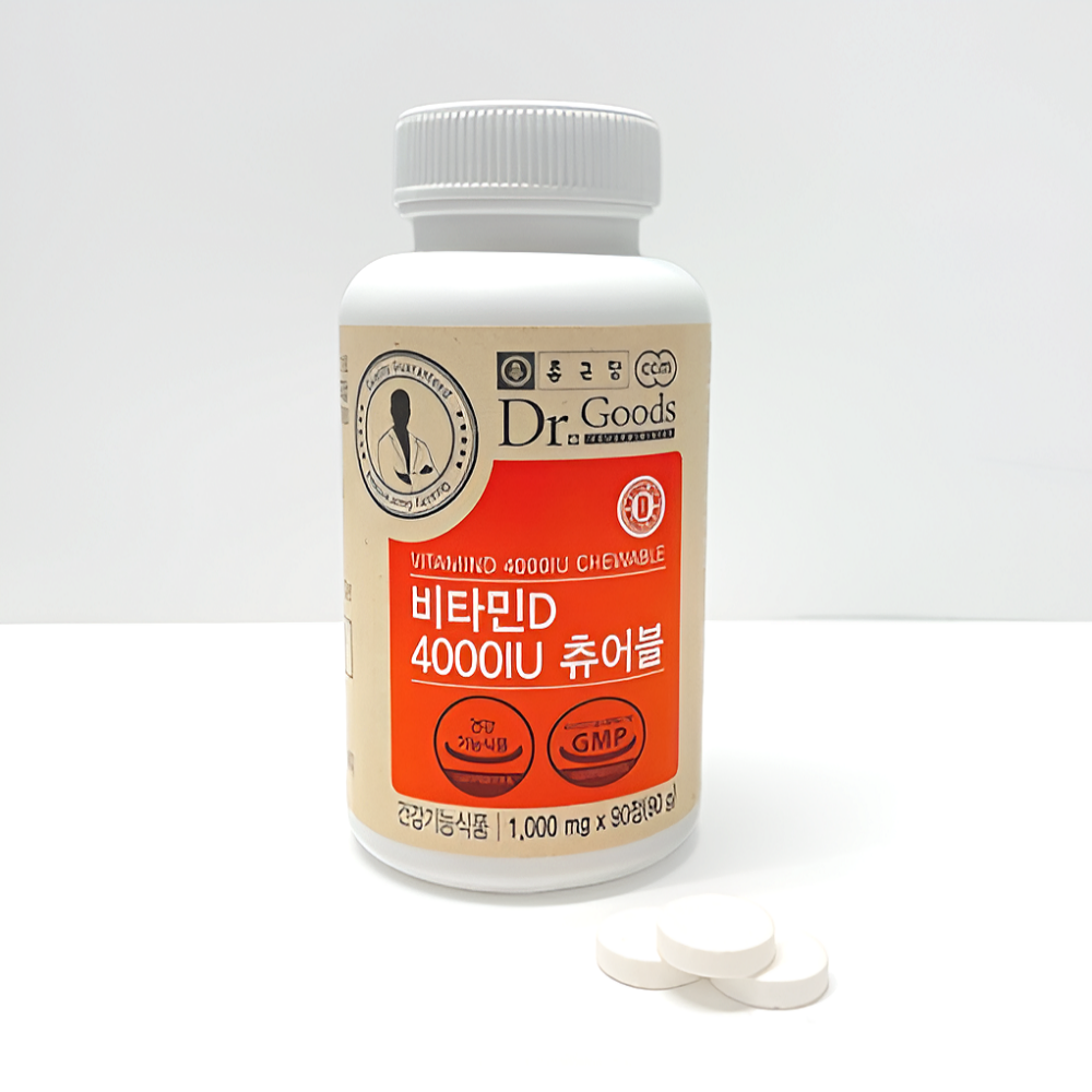 종근당 츄어블 4000IU 고함량 비타민D 오렌지맛 성인 청소년 임산부 씹어먹는 영양제, 90정, 1박스 12,870원