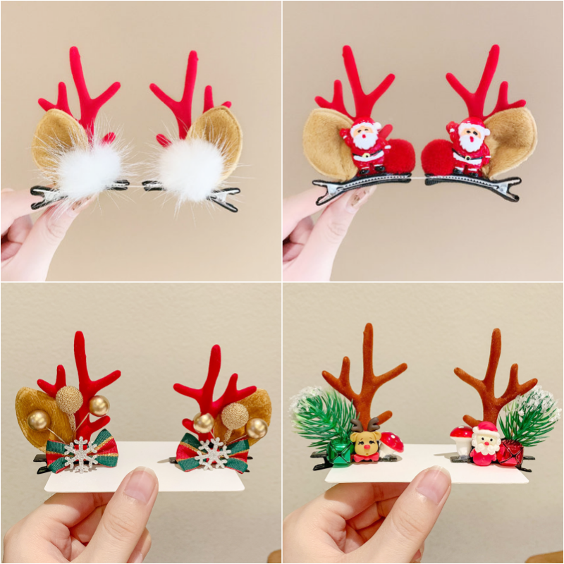 뷰티 크리스마스 파티 산타 루돌프 머리핀 4종세트, 1개 10,900원