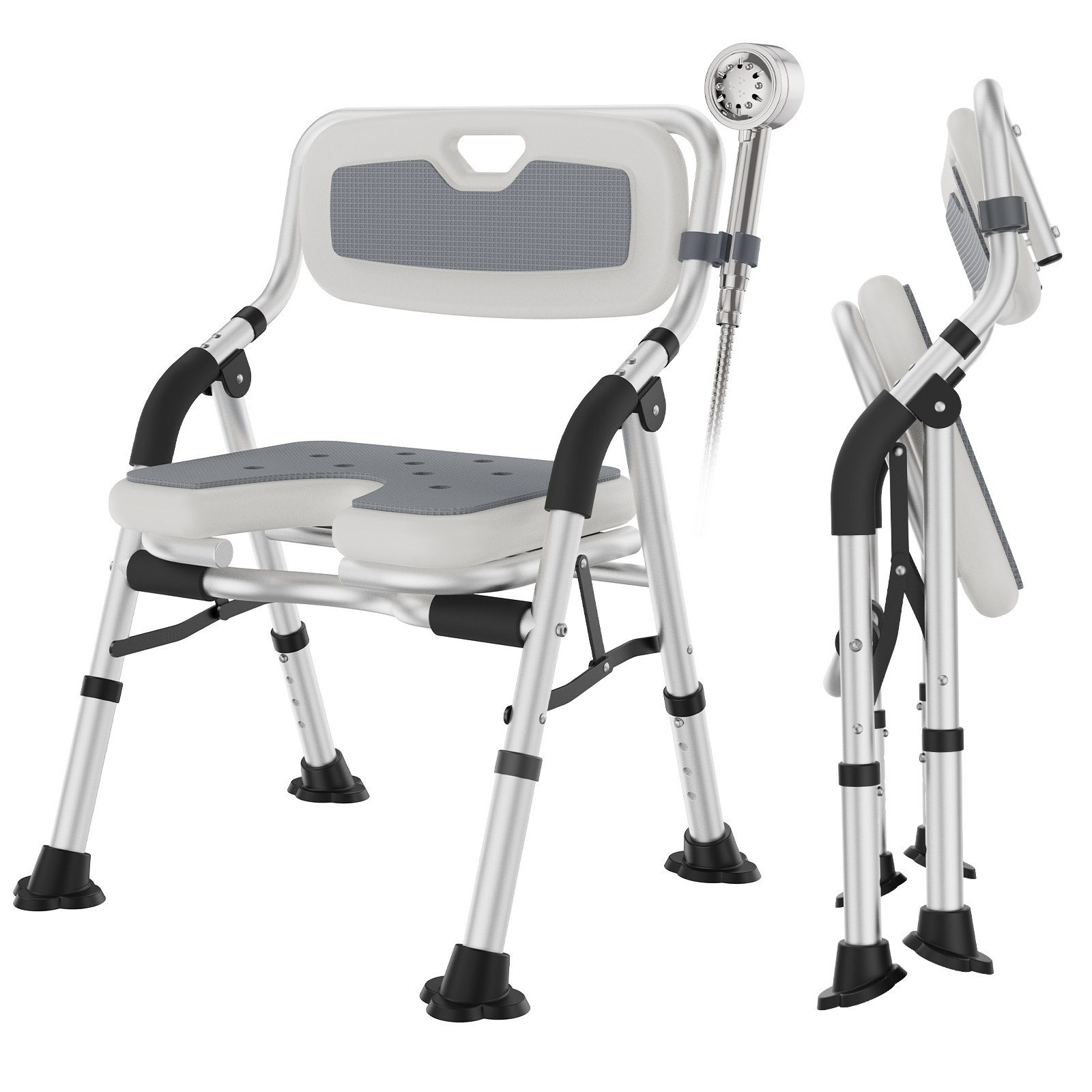 노년 임산부 환자가 간편하게 조립할 수 있는 접이식 욕실 의자 높이 조절 가능 앞뒤로 세척 용이 64,260원