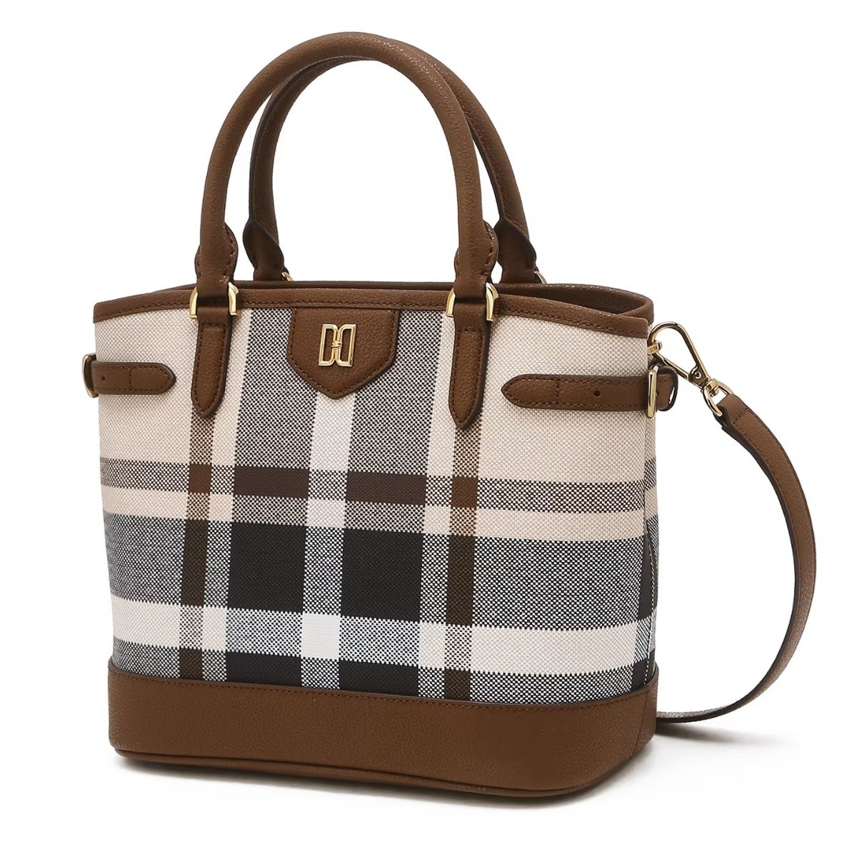 닥스 ACC [선물추천][신상품BEST] 타탄체크 라이트 브라운 가죽 토트백 M 419,100원