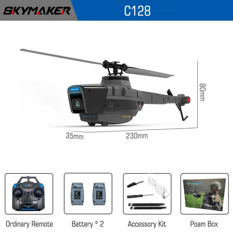 성인용 센트리 드론 RC 헬리콥터 장난감, C128 2.4G, 6G 시스템, 4CH 원격 제어, 1080P 카메라, 와이파이, 284,100원