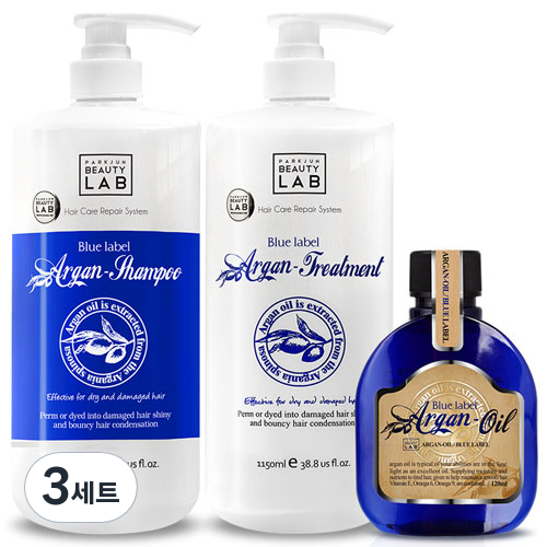 박준뷰티랩 블루라벨 아르간 오일 + 샴푸 + 트리트먼트, 3세트 124,230원