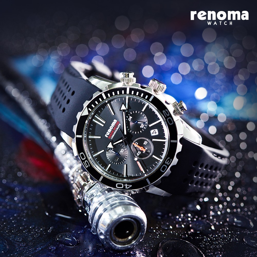renoma 레노마 마린마스터 크로노그래프 블랙 남성 다이버 실리콘시계 RE550BK 89,000원