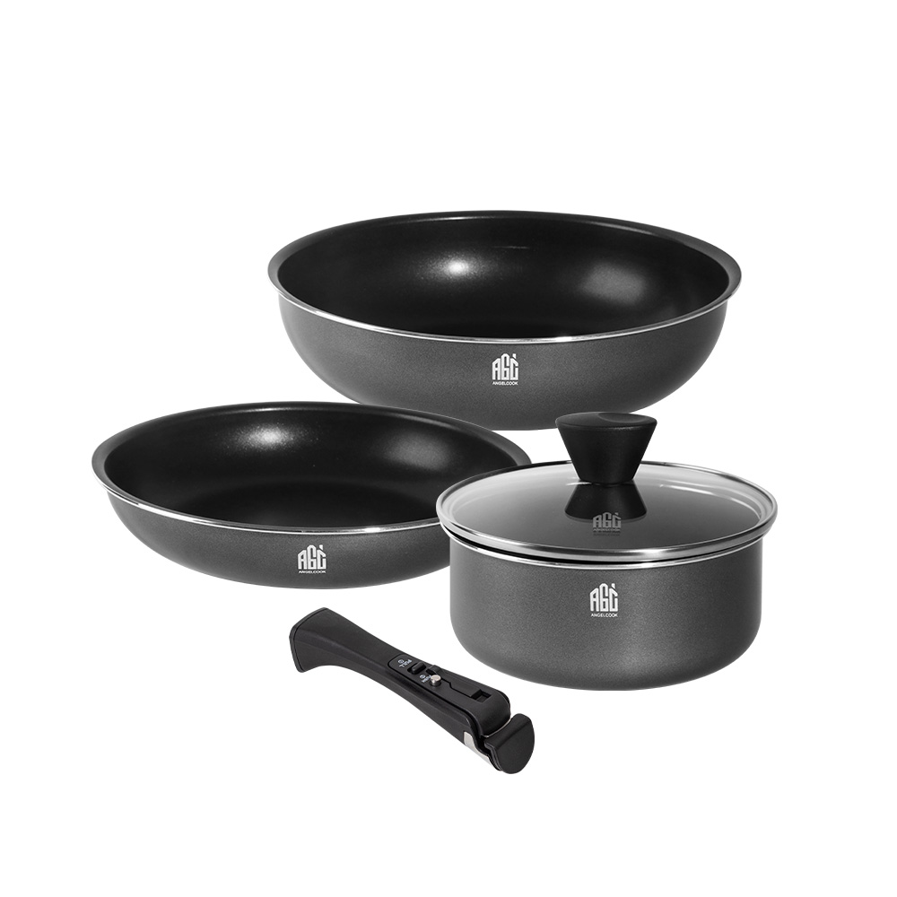 엔젤쿡 인덕션 멀티핸들 5종세트 18cm 냄비세트+24cm후라이팬+28cm궁중팬세트 수납 적재 세트 129,000원