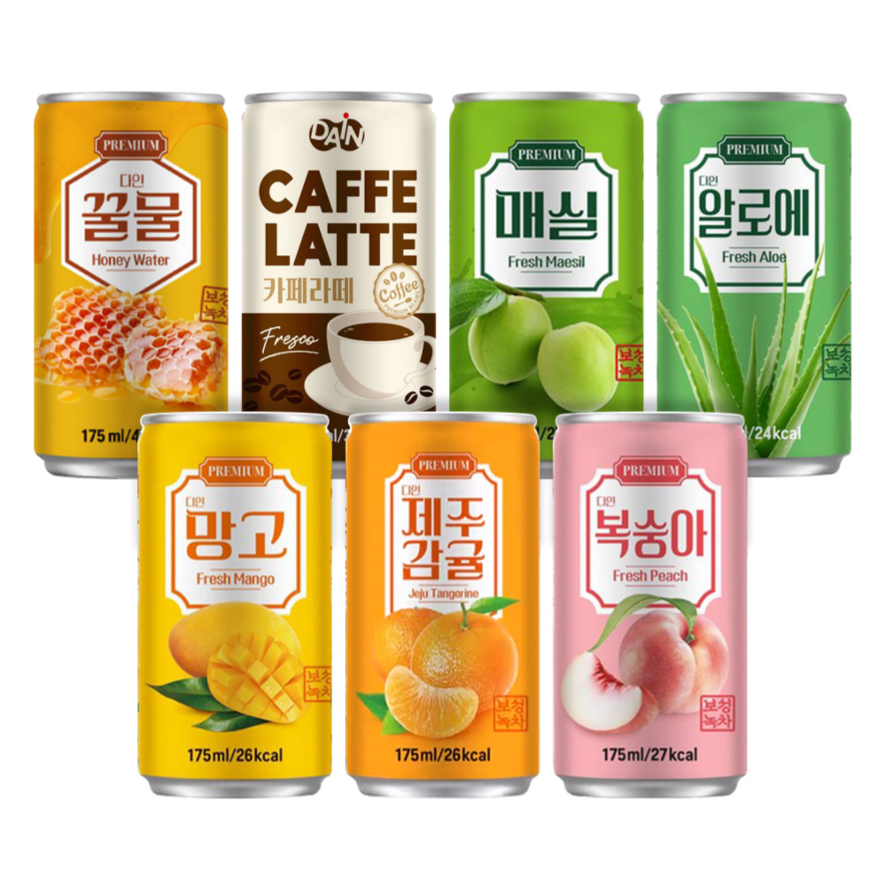 다인 미니 캔음료 혼합 175ml 60캔 국산 음료수, 복숭아(30캔)+제주감귤(30캔) 26,500원