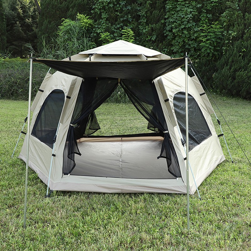 크크캠프 블랙 코팅 헥사돔 원터치 텐트, 6인용(280×280×160cm), 베이지 87,800원