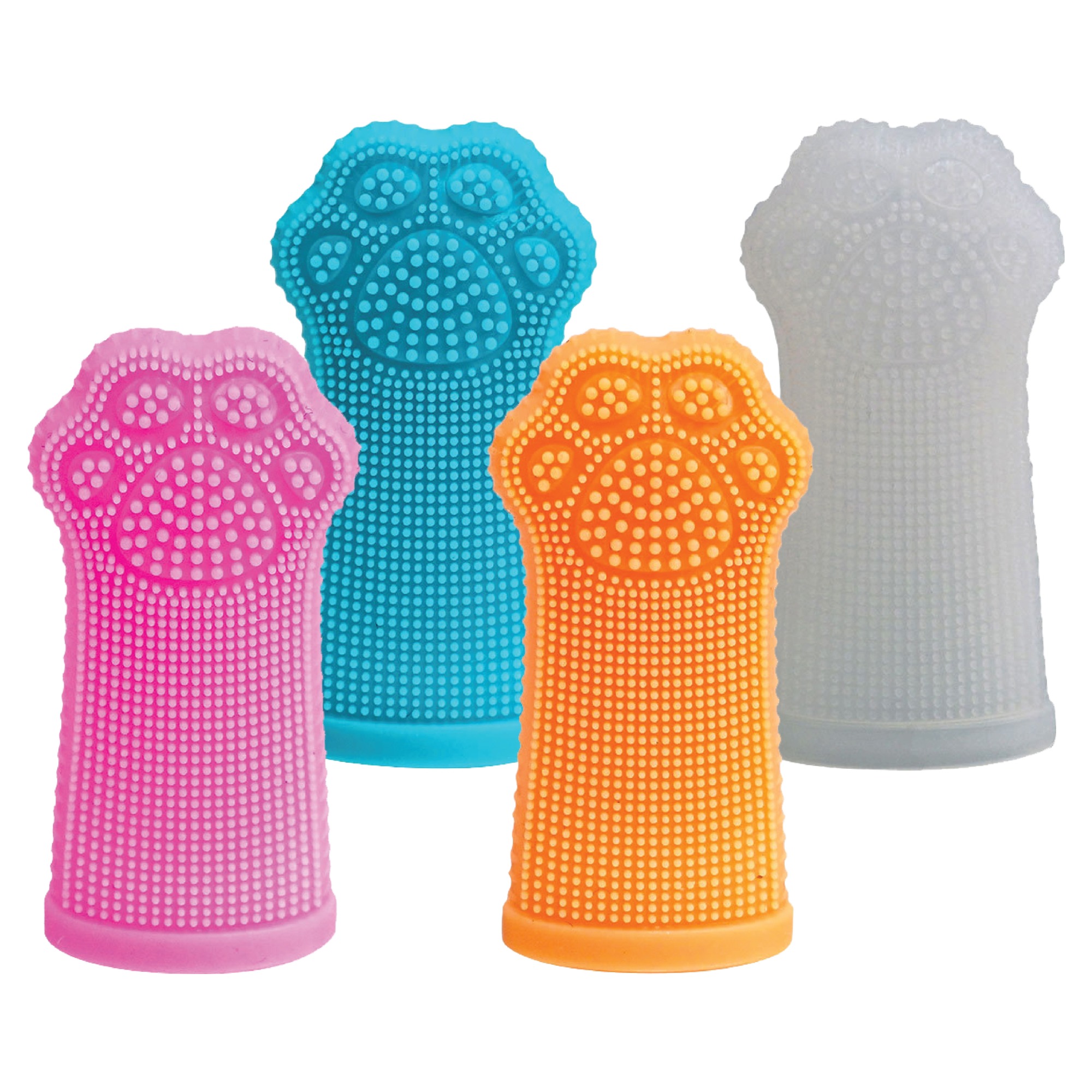 멍냥 반려동물 귀여운 발 모양 손가락 실리콘 칫솔 L, 핑크, 옐로우, 블루, 화이트, 4개 7,900원