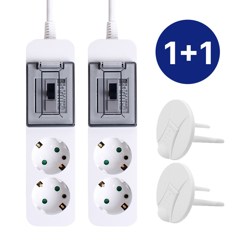 코니야 고용량 멀티탭 국산 1+1 과부하차단 배선차단 2구 1.5M 화이트 에어컨 세탁기 건조기 고전력 22,800원