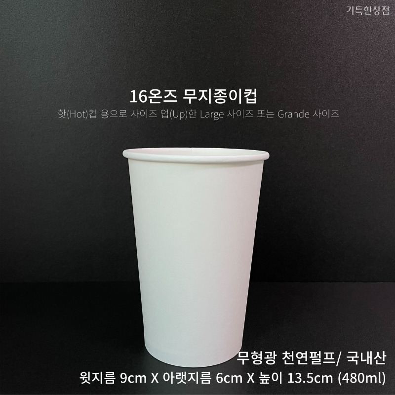 (1box) 16온스 카페 무지 종이컵 1000개 480ml 1박스 테이크아웃컵, 9999개 49,900원