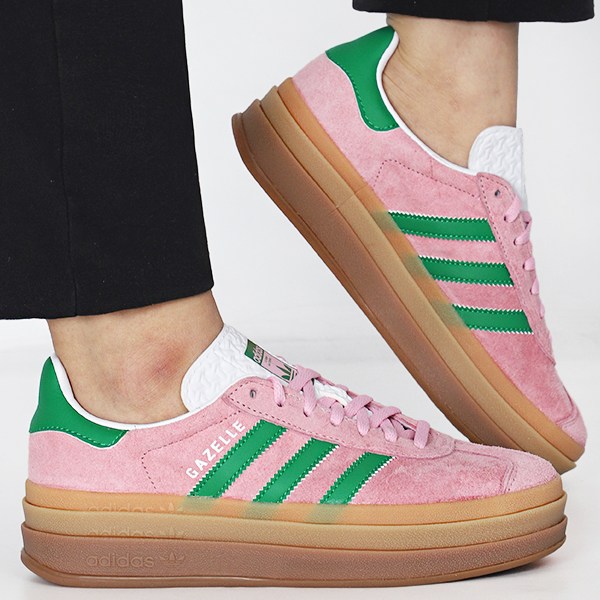 아디다스 우먼스 키높이 스니커즈 가젤 GAZELLE Bold 트루 핑크-그린 3S 로고 75,000원